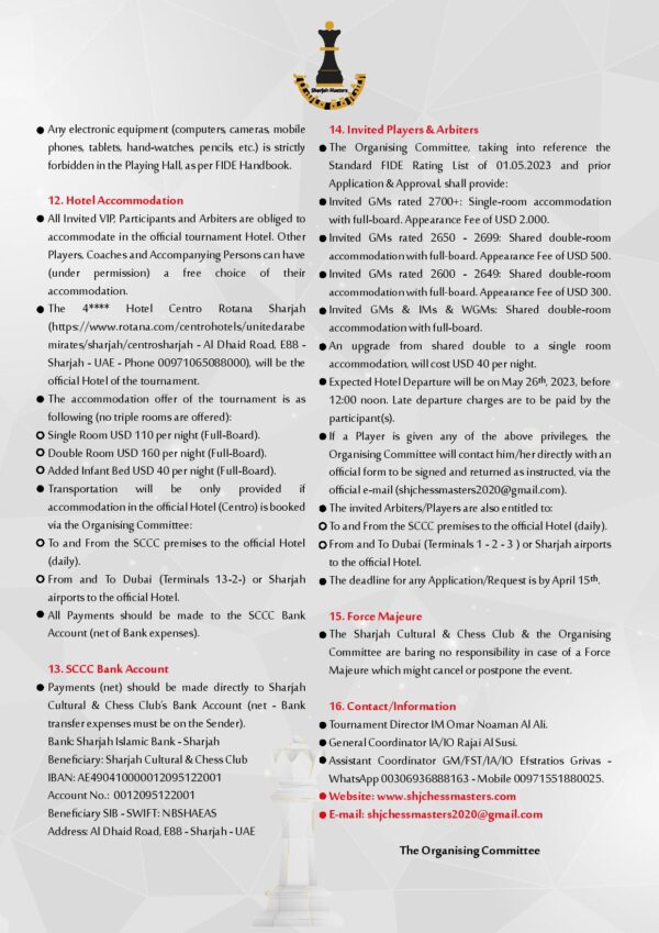 Sharjah Masters International Chess Championship 2023